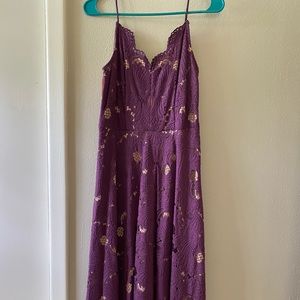 Anthropologie Purple Lace Midi Dress